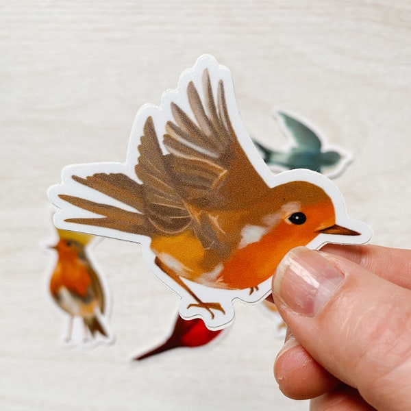 Songbird Weatherproof Vinyl Sticker || Die-cut, 2.5 inch || Robin Illustration || Cute Bird Art