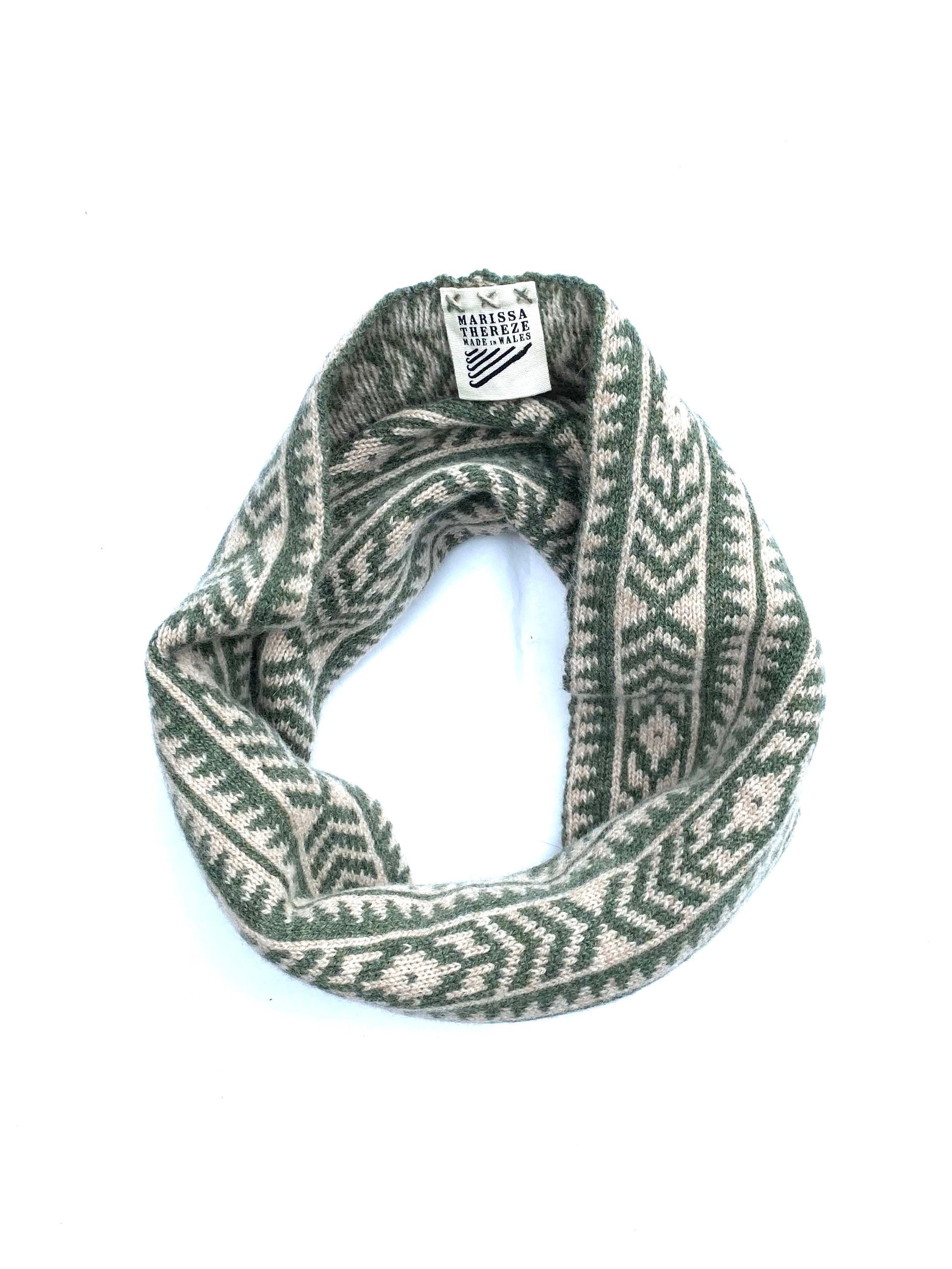Scarf Cowl Neck Navajo Pathway Collection Cream & Mint. Turquoise