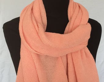 Peach Pink long Shawl - Icelandic Production