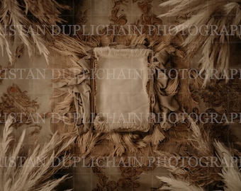 Digital Background, Neutral BOHO Newborn Digital Backdrop, Newborn Photo Prop Digital, Newborn Photography, Basket Backdrop, HIGH RESOLUTION