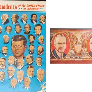 Postales ilustradas en color de recuerdo vintage del presidente Kennedy y Coolidge-Dawes