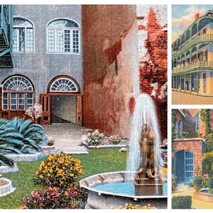 Cartes postales illustrées en lin couleur souvenir vintage de la Nouvelle-Orléans de diverses destinations touristiques