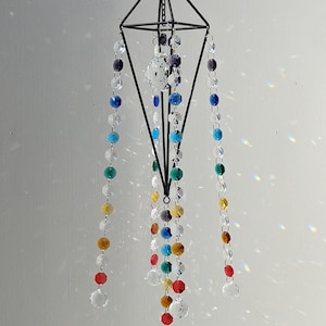 Chakra Crystal Suncatcher, Hanging Crystal for Windows,Rainbow Maker,Home Decor, Chandelier Crystal Mobile,Geometric Himmeli, Free Shipping