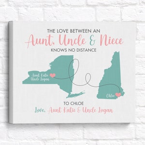 Geschenk für Nichte von Tante und Onkel, benutzerdefinierte Kunstdruck Karten, personalisiertes Geschenk, Nichte, Neffe, Familie, Tante, Tia, Tio, Onkel Geschenk