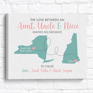 Gift for Niece from Aunt and Uncle, Custom Art Print Maps, Personalized Gift, Niece, Nephew, Family, Auntie, Tia, Tio, Uncle Gift