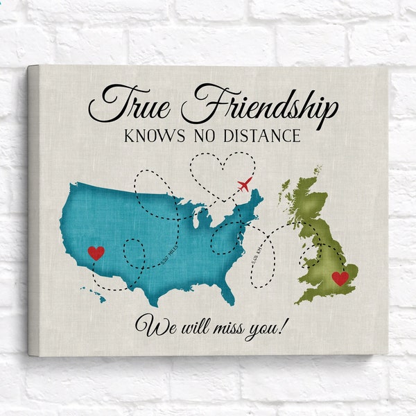 Personalisierte Landkarte: Fernfreundschaft Geschenk