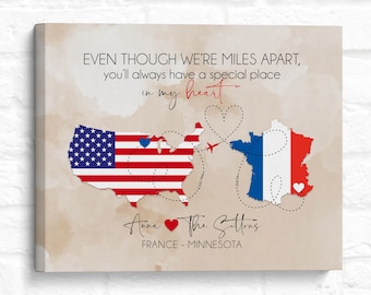 Gift for Host Family from Exchange Student, Personalized Country Flag Maps, Goodbye Present