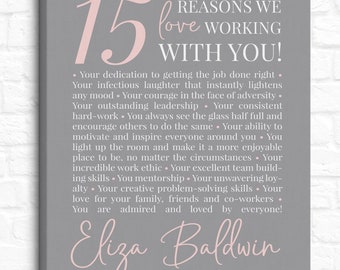 Employee Appreciation Gift, Personalized Thank You Gift for Coworker with Reasons You Love Working With Them