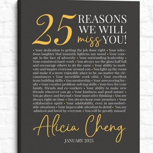 Personalized Retirement Gift Print: Reasons We Will Miss You