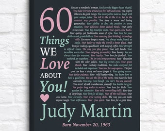60 Things We Love About You, 60th Birthday, Wife 60th, Mom's 60th Birthday, Friend Turning 60 Years Old