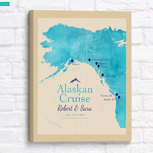 Personalisierte Landkarte der Alaska-Kreuzfahrt