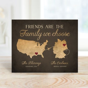 Moving Gift for Friends who are like Family, Custom Long Distance Friendship, Going Away Quote Maps, Moving State, Country, Continent Sign