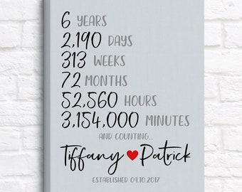 6 Year Anniversary Sign, Married or Dating for 6 years, 6th Anniversary Gifts, Gifts for Girlfriend, Boyfriend, Husband, Wife