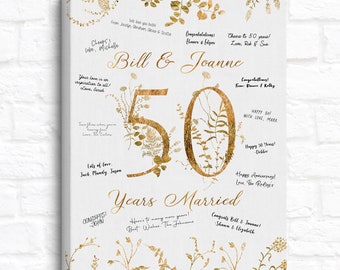 Guest Book for 50th Wedding Anniversary, Guestbook Alternative, Personalized Anniversary Party Idea 50 Year, For Guests to Sign Signatures