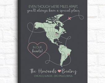 Au Pair Gift, South America and USA Maps, Semester Abroad Gift for Foreign Exchange Students