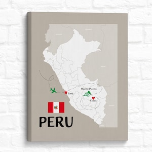 Personalisierte Peru Karte, Machu Picchu, Cusco, Lima, Peru Reise, Inka Reich Weltwahrzeichen, Studieren im Ausland, Südamerika, Peru Reise