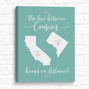 Gift for Cousins, Long Distance Family, Cousin Quotes, Personalized Art, Distant Relatives, Customizable Cousin Moving image 1