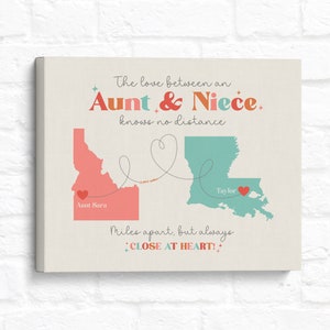 Muttertagsgeschenkidee für Schwester, Tante, die weit weg von Nichte lebt, personalisierte Kartenkunst, Ferntante Geschenk, Boho-Stil Kunst