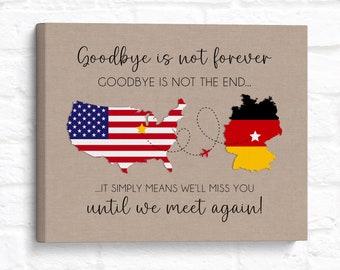 Going Away Gift for Family Friends, Personalized 2 Locations, Flag Maps, Moving to Another Country