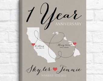 First Anniversary Gift, Paper Gift, 1 Year Together, Wedding and Honeymoon Maps, Custom Colors, Gift for Couple, Newlyweds, Hawaii