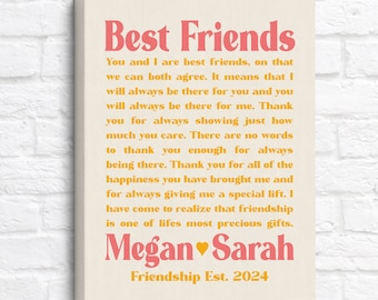 Custom Letter for Best Friend Art, Friendship Poem, Birthday or Thank You Gift BFF, Friend Art, Personalized Friends, Miss You Friend