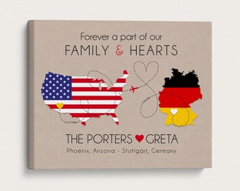 Host Family Gift, Exchange Student Flag Maps, Educational, Long Distance Going Home Sign, Au Pair, Personalized Foreigner Gifts