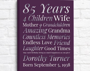 Birthday Gift for Grandma, 85th Birthday Gifts, 80 Years Old, Gift for Mother, Grandmother, Great Grandma, Born 1938