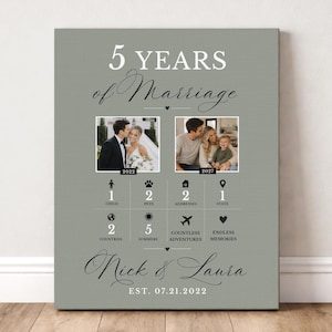 5th Anniversary Then and Now Photos: Gift for Husband, Wife on 5 Year Marriage Anniversary, Paper Gift