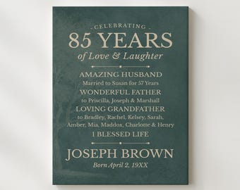 85th Birthday Gift for Grandpa: Personalized Life Art