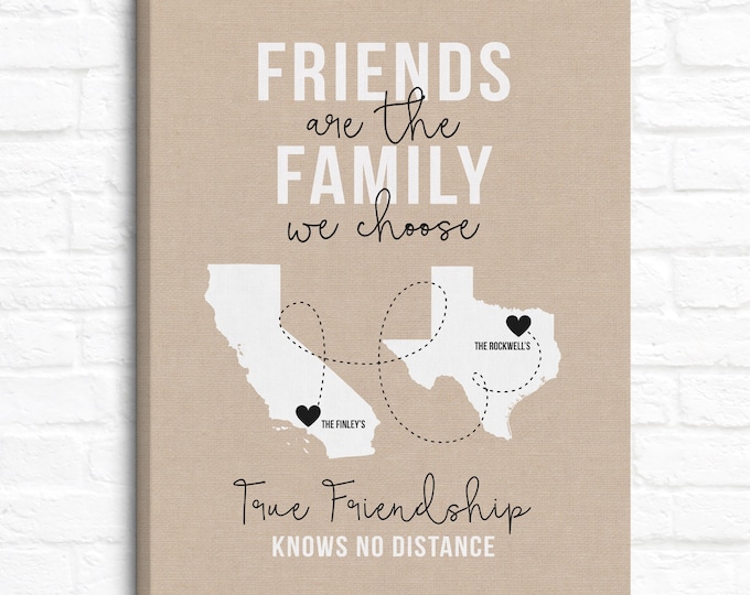 Featured listing image: Friends of the Family, Close Friends Gifts, Living Far Away, Moving, Long Distance Friendship, Burlap Style