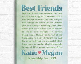 Custom Letter for Best Friend Art, Friendship Poem, Birthday or Thank You Gift BFF, Friend Art, Personalized Friends, Miss You Friend