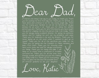 Thank You Dad, Father's Day Letter to Dad, Personalized Gift for Men, Custom Dad Gift, Fathers Day 2022, Dad Birthday Present, Poem Note