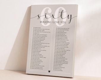 60 Reasons I Love You: Personalized Printed 60th Birthday Gift