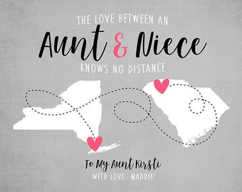 Gift For Uncle Niece Quote Map Long Distance Moving Away Etsy