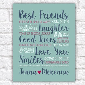 Best Friend Gift, Custom Gift for Home Decor, Names, Personalized, Birthday Gift, Friends, Funny, Sister, BFF, Unique Gift, Christmas