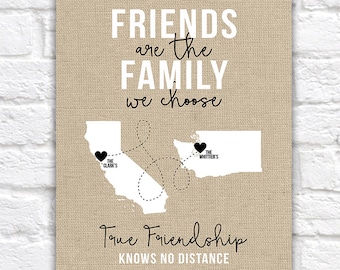Friends of the Family, Close Friends Gifts, Christmas Gift for Friends, Living Far Away, Moving, Long Distance Friendship, Burlap | WF44