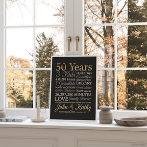 50th Anniversary Gift, Personalized Gold Anniversary, 50 Years Wedding Anniversary, Golden Anniversary, Grandparents, Parents, Mom and Dad image 8