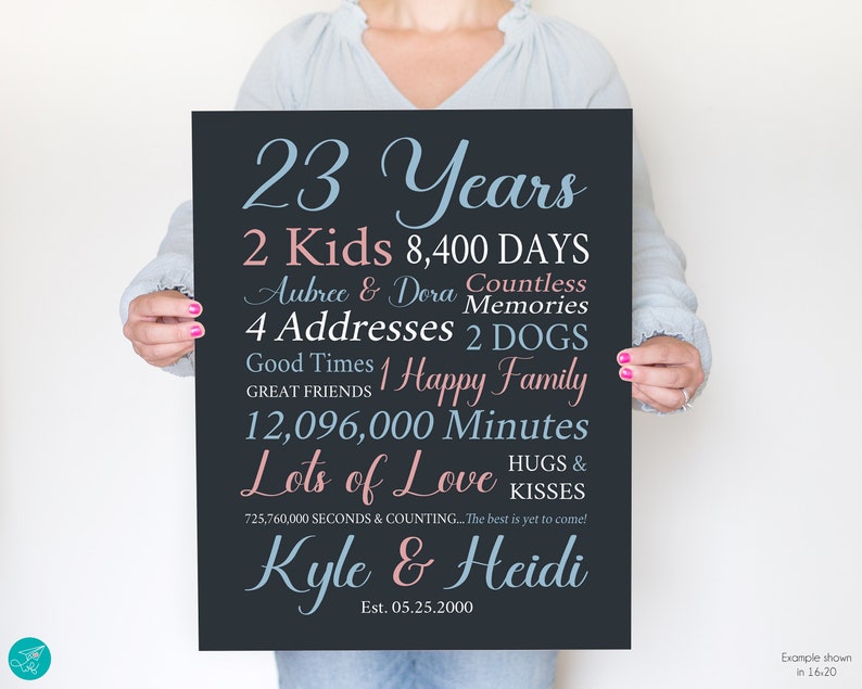 23rd Anniversary Gift, 2023 Personalized Sign, Married in 2000, Wedding Anniversary Sign for Home Decor, Gift for Husband Wife image 6