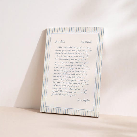 Letter to Dad from Daughter: Personalized Father's Day Gift Idea, Custom Note