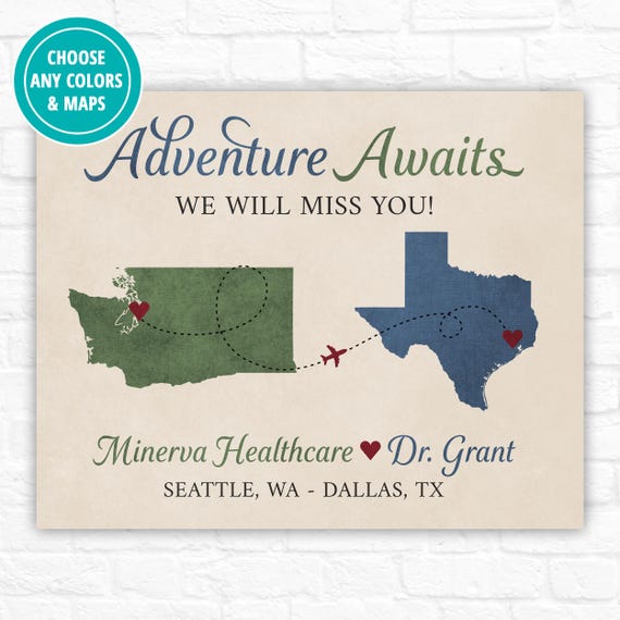 Custom Moving Away Map Print: Adventure Awaits Gift