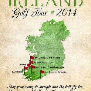 Ireland Golf Map, Golf Gift Gift for Dad Personalized Travel Map, Golf Trip, Golf Tour of Ireland, Gift for Golfer, Celtic, Irish image 7