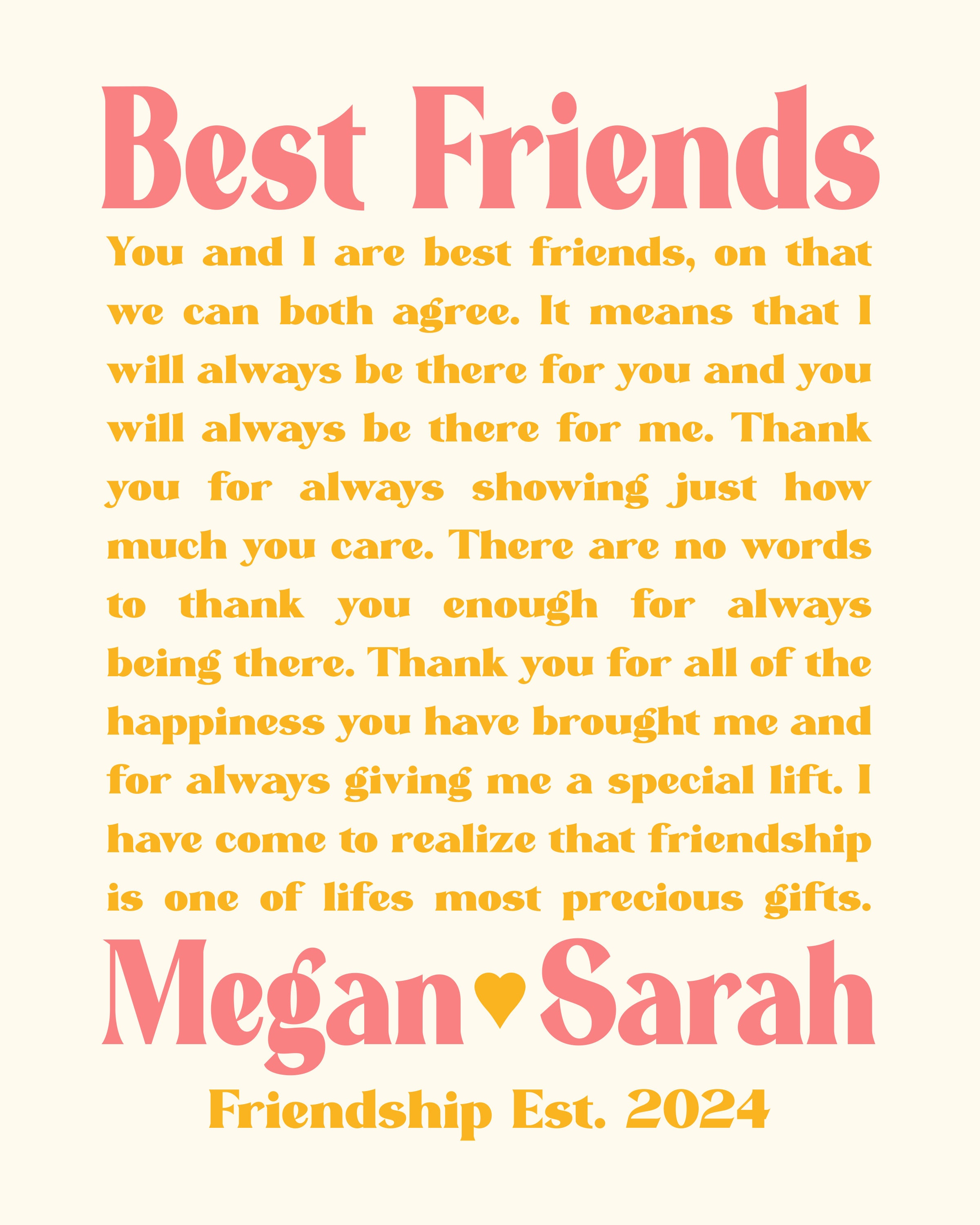 Custom Letter for Best Friend Art, Friendship Poem, Birthday or