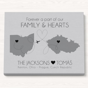 Foreign Exchange Student Gift, Personalized Map Art Print, Host Family Gift, Au Pair Moving, Student Study Abroad