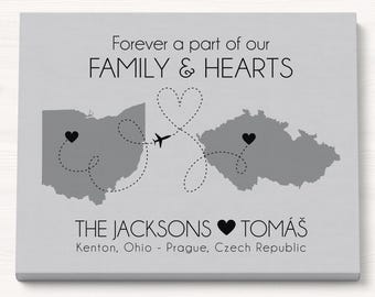 Foreign Exchange Student Gift, Personalized Map Art Print, Host Family Gift, Au Pair Moving, Student Study Abroad