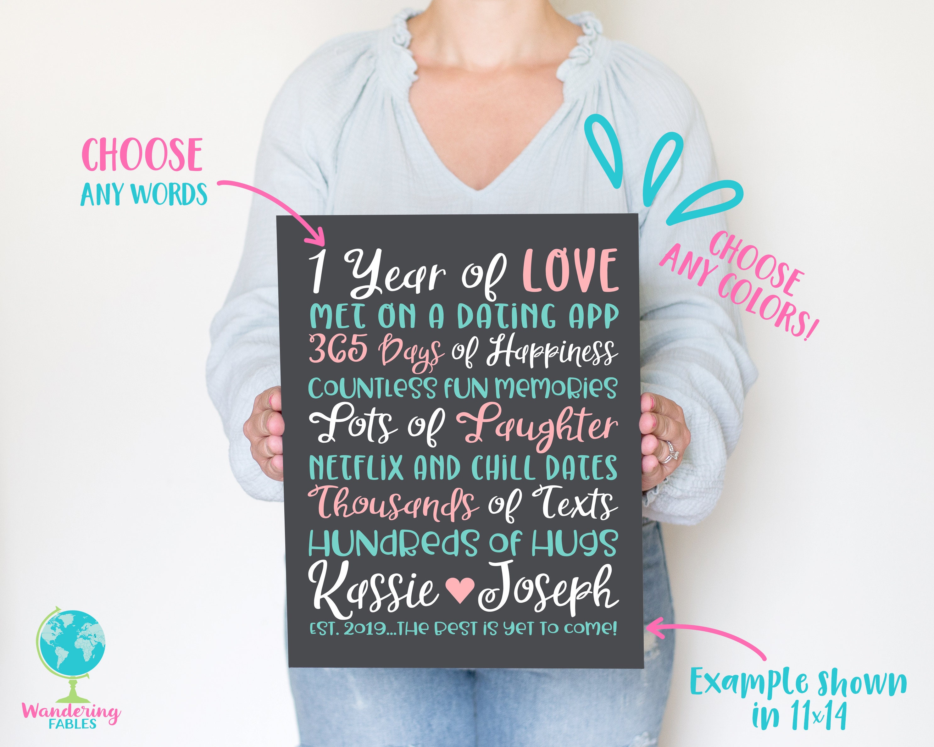 1 Year Anniversary Gift For Couple Dating Or Married Personalized First Anniversary Gift Fun Present For Boyfriend Girlfriend 1 Year