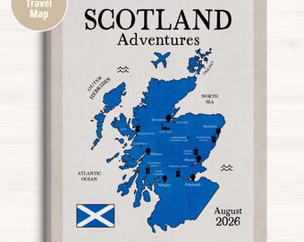 Scotland Travel Map: Personalized Trip Souvenir, Scottish Honeymoon Gift