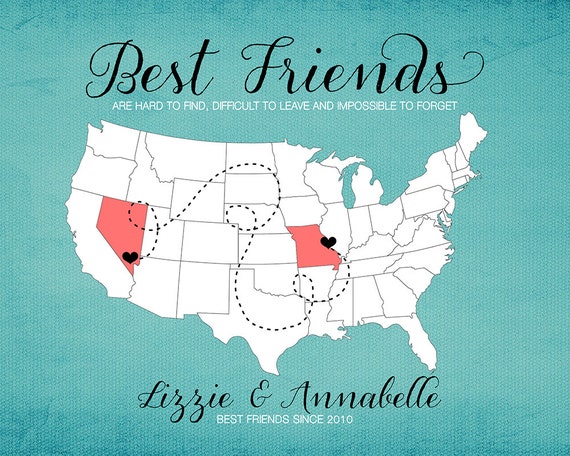 BFF Gift for Best Friend Moving Away Gift Print Long Etsy