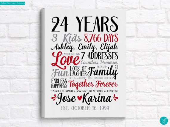 24th Anniversary Art: Personalized Canvas Keepsake