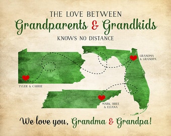 Grandparents Gift, Grandma and Grandpa Quotes, Long Distance Family, Great Grandmother, Grandchildren, Unique Gift for In Laws | WF284