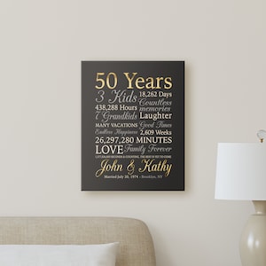 50th Anniversary Gift, Personalized Gold Anniversary, 50 Years Wedding Anniversary, Golden Anniversary, Grandparents, Parents, Mom and Dad image 7